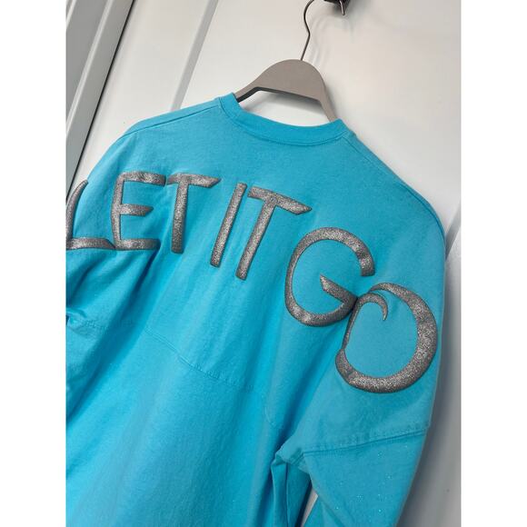 Disney Frozen Broadway Musical Let It Go Spirit Jersey Silver Glitter Blue SZ XS - Picture 9 of 12